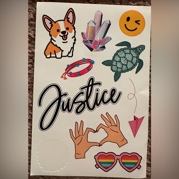 Justice Girls 15 Sticker Sheets - Sloth Unicorn Emoji Llama Hedgehog Corgi Panda - Picture 10 of 16